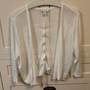 Tribal White Open-Front Cardigan